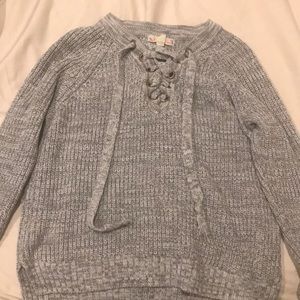Soft gray criss cross sweater